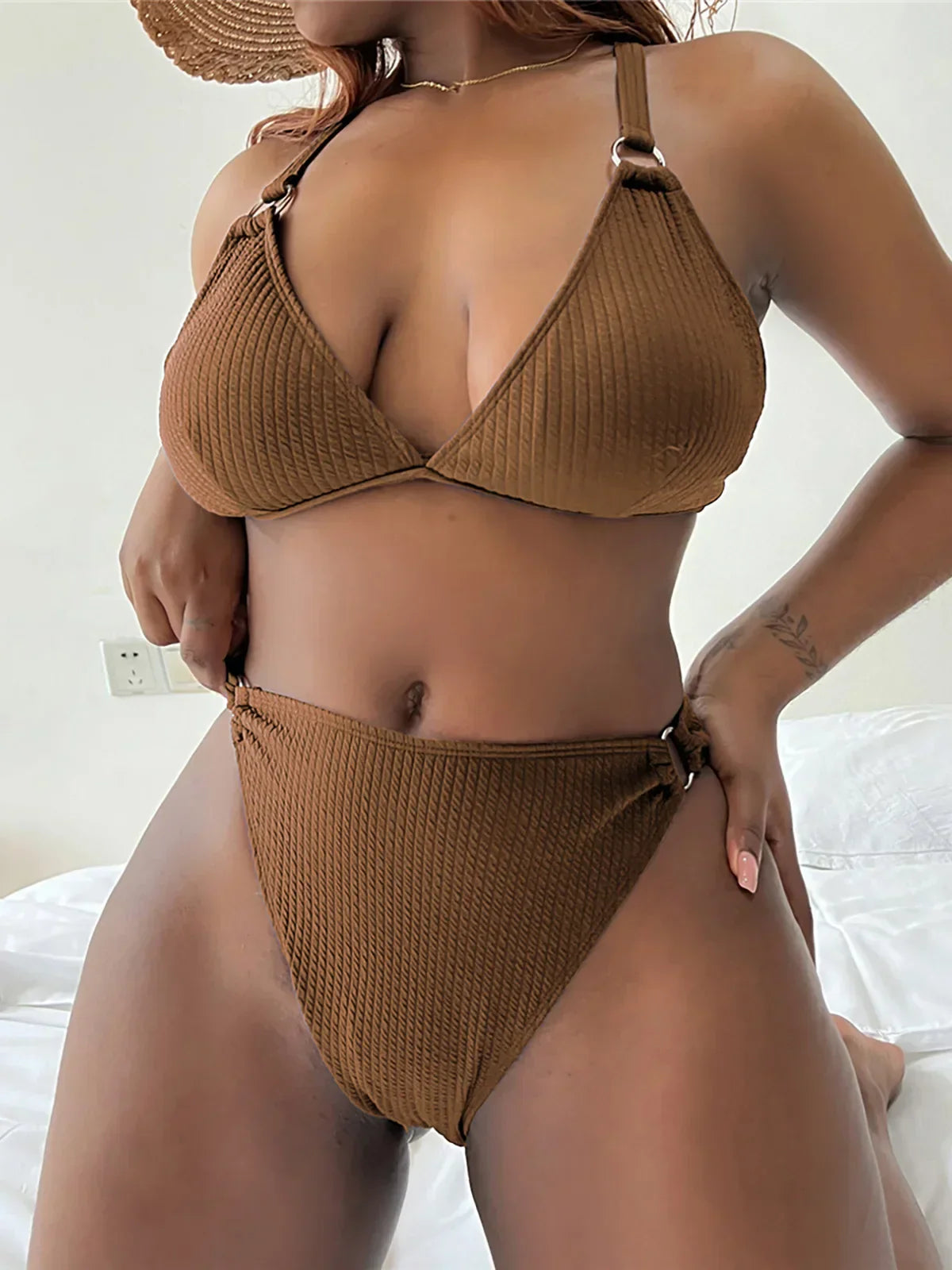 0XL 4XL Ribbed Bikini Large Size Swimwear Plus