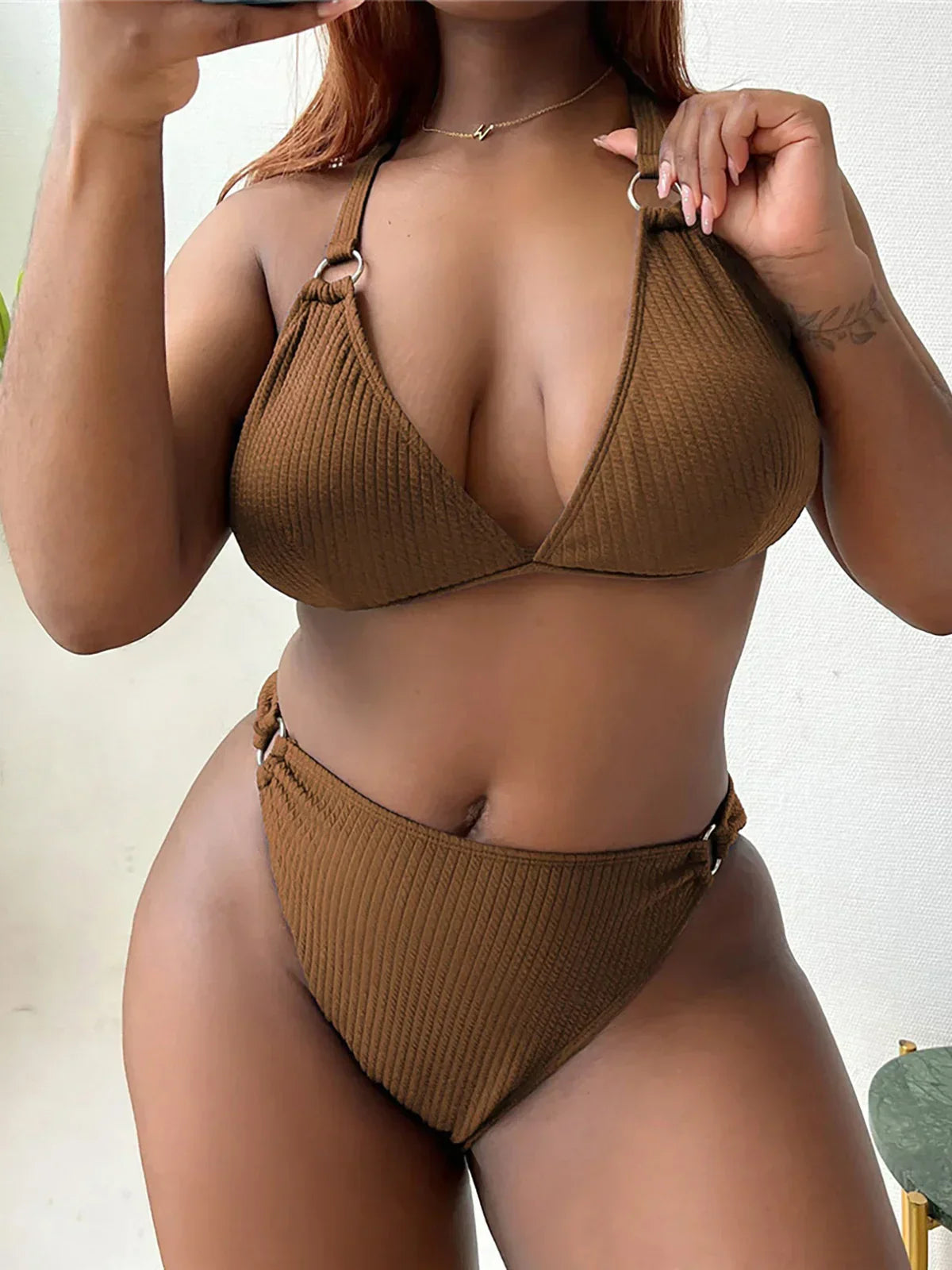 0XL 4XL Ribbed Bikini Large Size Swimwear Plus