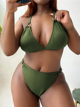 0XL 4XL Ribbed Bikini Large Size Swimwear Plus