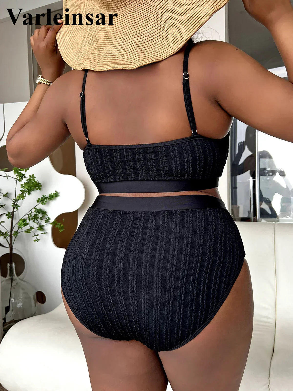 0XL 4XL Ribbed Bikini Large Size Swimwear Plus