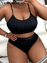 0XL 4XL Ribbed Bikini Large Size Swimwear Plus