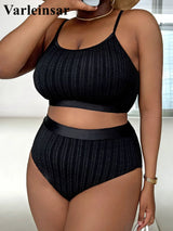 0XL 4XL Ribbed Bikini Large Size Swimwear Plus