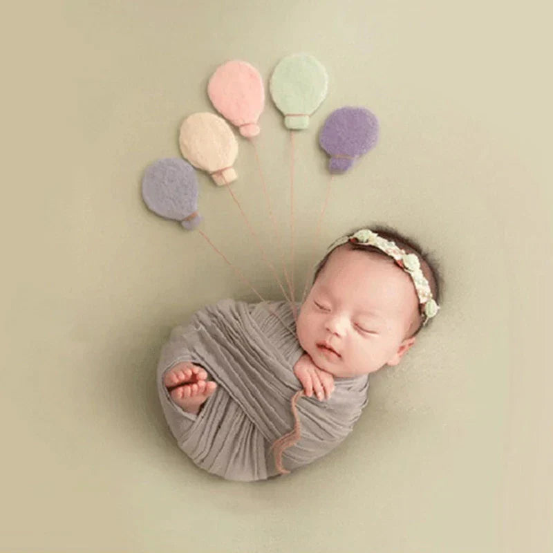 1-9 Pcs Baby Wool Felt Balloon & Cloud Decorations for Newborn Photography