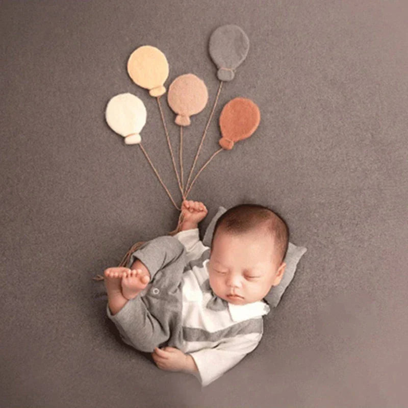 1-9 Pcs Baby Wool Felt Balloon & Cloud Decorations for Newborn Photography