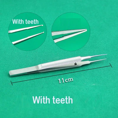 11cm Stainless Steel Round Handle Micro Tweezers Eyelid