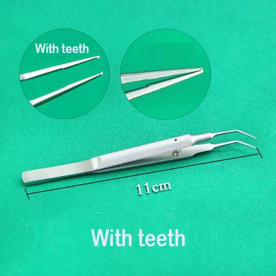 11cm Stainless Steel Round Handle Micro Tweezers Eyelid