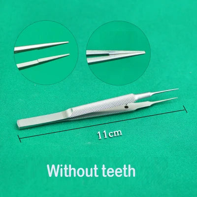 11cm Stainless Steel Round Handle Micro Tweezers Eyelid