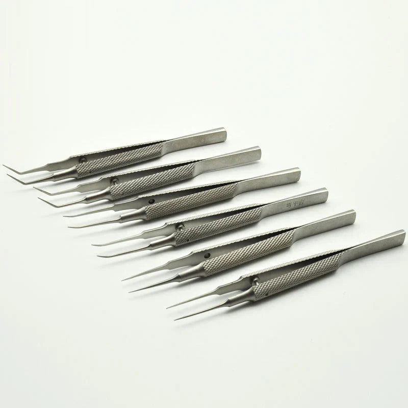 11cm Stainless Steel Round Handle Micro Tweezers Eyelid