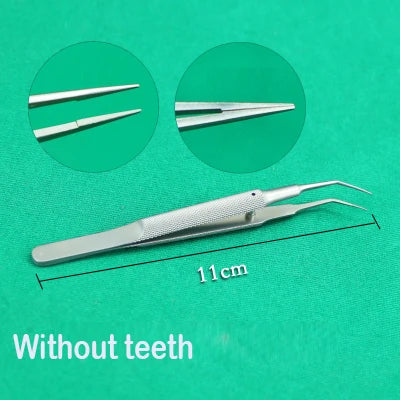 11cm Stainless Steel Round Handle Micro Tweezers Eyelid