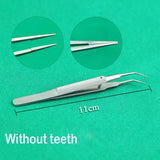 11cm Stainless Steel Round Handle Micro Tweezers Eyelid