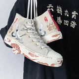 2021 High-Top Canvas Sneakers for Women – Retro Floral Design