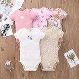 2023 Baby Bodysuit Baby Girl Jumpsuit 5-pack Summer