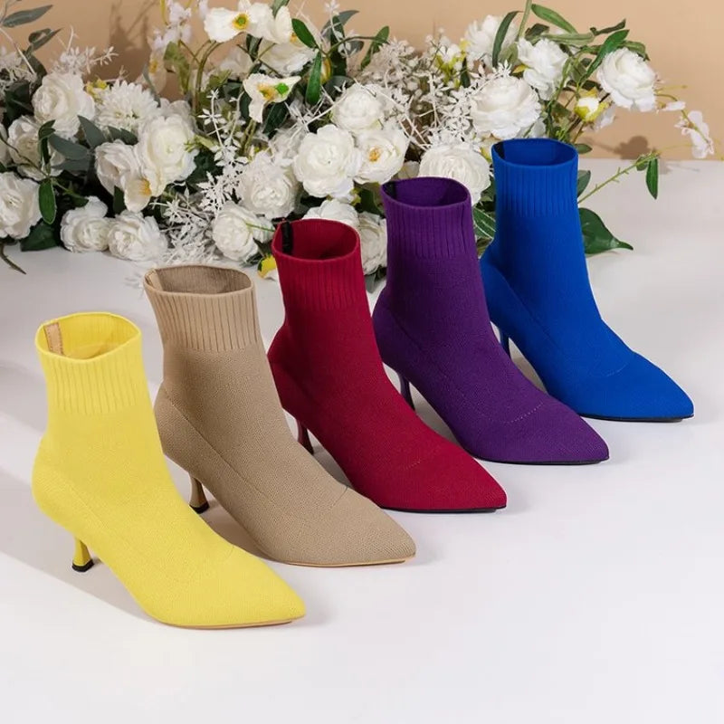 2023 New Fashion Women's Ankle Boots Pointed High