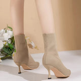 2023 New Fashion Women's Ankle Boots Pointed High