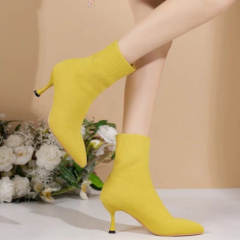 2023 New Fashion Women's Ankle Boots Pointed High