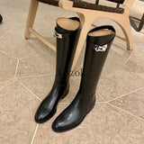 2023 Thigh High Boots Brown Women Vintage Leather