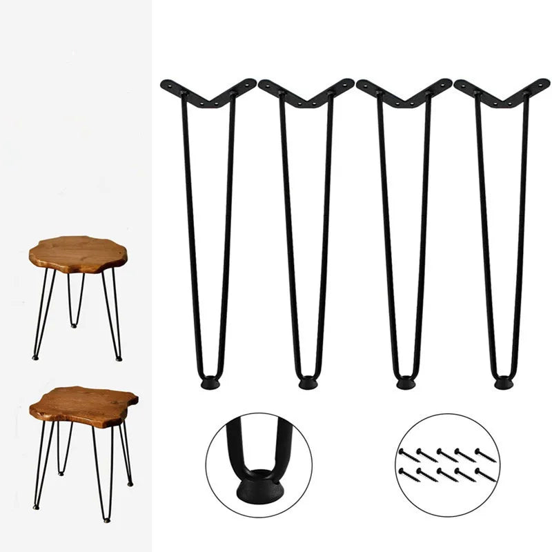 4 PCS Metal Hairpin Legs Furniture Legs Black