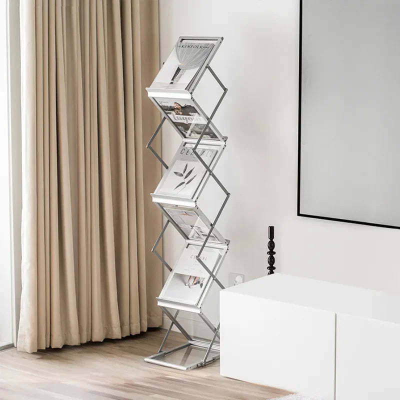 A4 Aluminum Alloy Folding Data Rack Vertical Newspaper