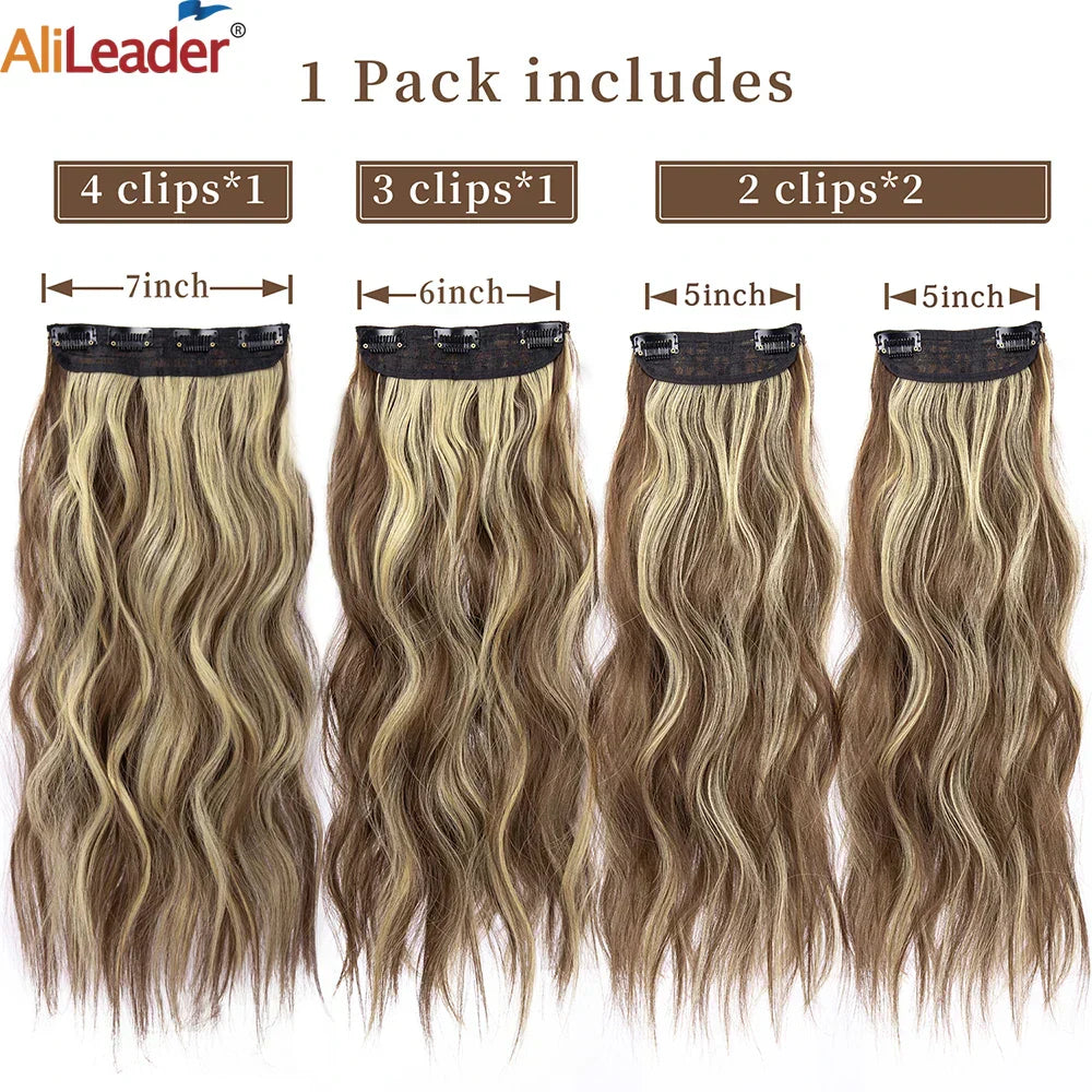 4Pcs/Set 20Inch Synthetic Hair Clip In Long Wavy