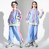 Boys Hip Hop Blue Coat Joggers Girls Sport