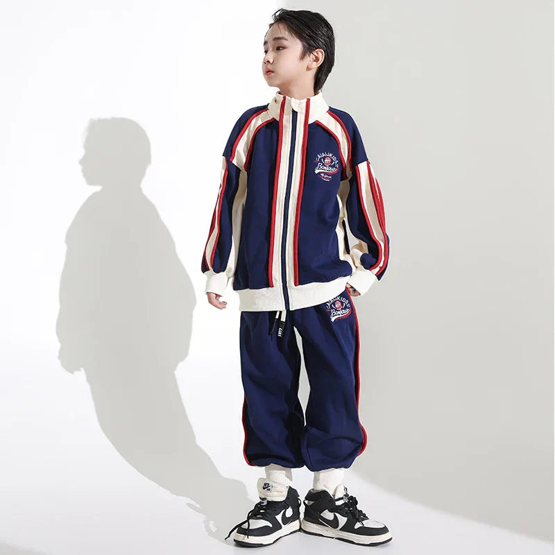 Boys Hip Hop Blue Coat Joggers Girls Sport