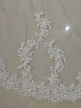 Elegant Wedding Accessories Appliques Tulle Long Cathedral Wedding