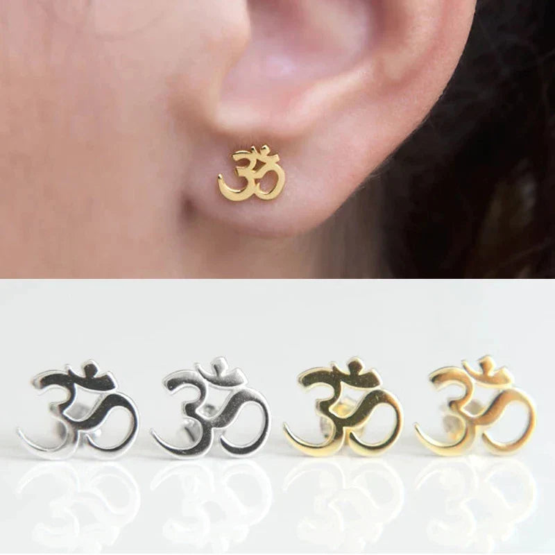 100% 925 Sterling Silver Earring Stud OM Ohm