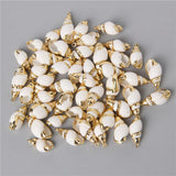 10PCS Natural White Shell Charms Tiny Conch Cowrie