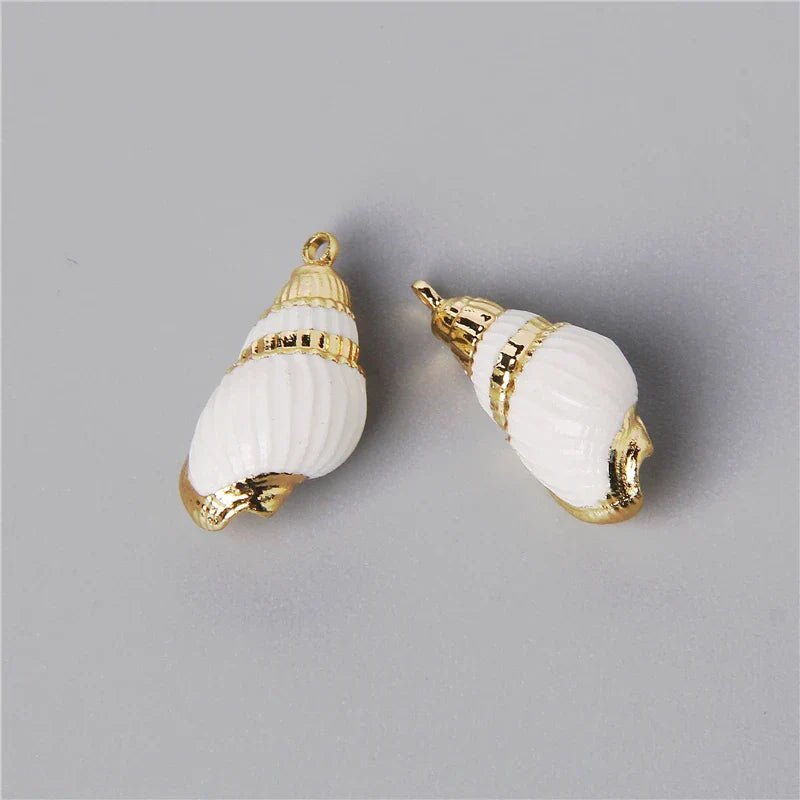 10PCS Natural White Shell Charms Tiny Conch Cowrie