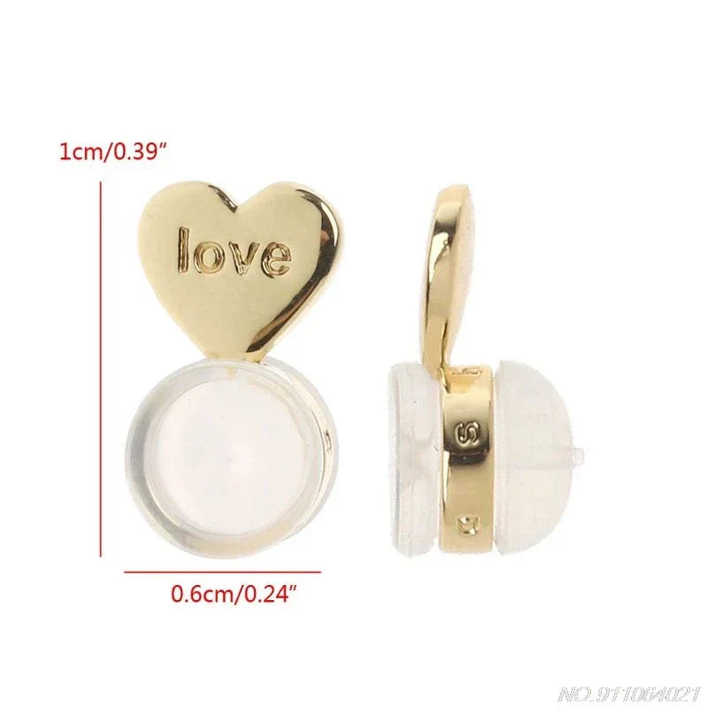 10Pcs Heart Love Magic Earring Lifters Backs Adjustable