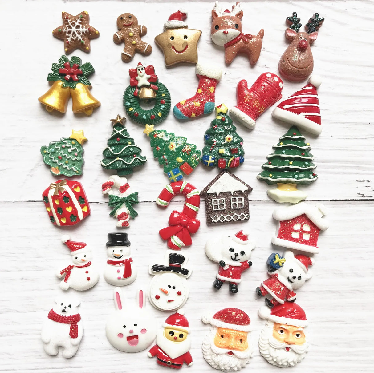 100pcs Resin Christmas Charms for Slime DIY Polymer