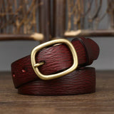 2.8cm Width Female Genuine Leather Belt Copper Pin