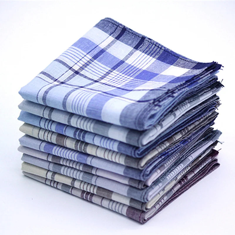 10Pcs Classic Vintage Plaid Stripe chief Hanky Men