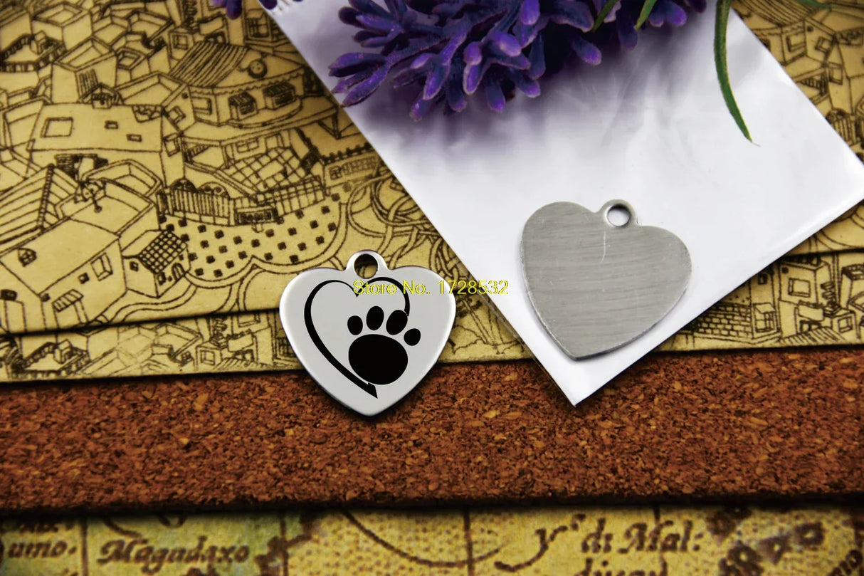 10pcs--stainless steel charms pet memorial, paw print, pet