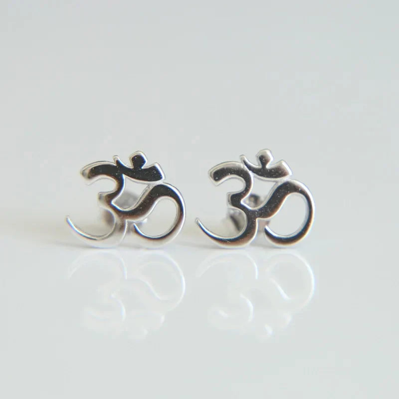 100% 925 Sterling Silver Earring Stud OM Ohm