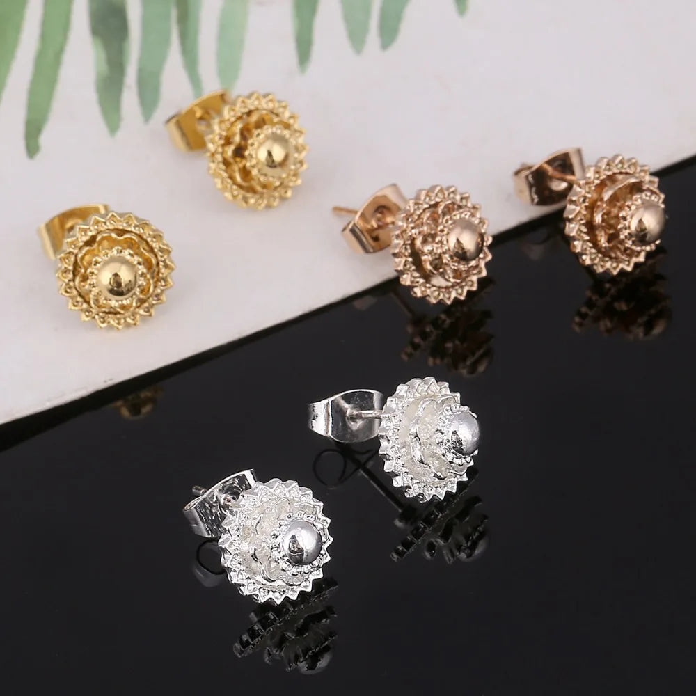 1cm Small Ethiopian Earrings Stud Gold Color Earrings