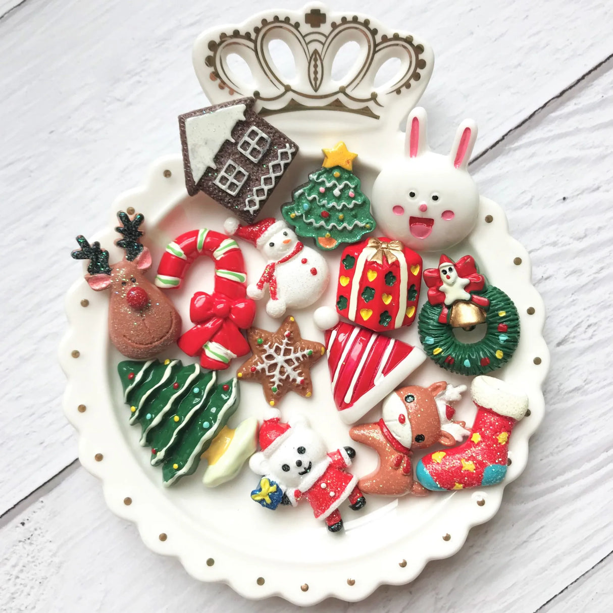 100pcs Resin Christmas Charms for Slime DIY Polymer