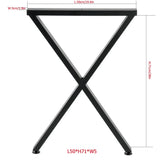 2pcs 40cm/71cm Wrought Iron Table Legs Metal X-Shape