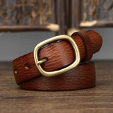 2.8cm Width Female Genuine Leather Belt Copper Pin