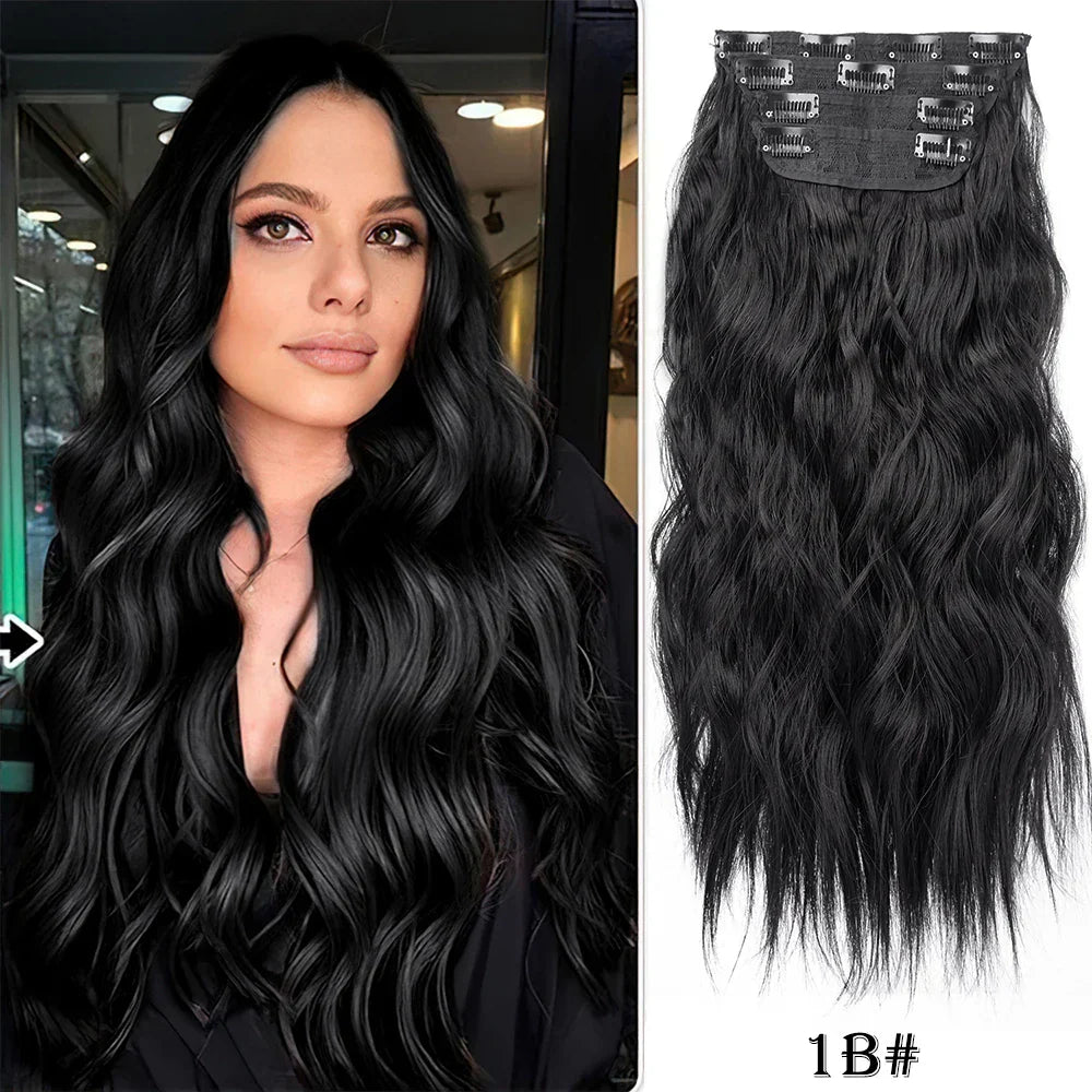 4Pcs/Set 20Inch Synthetic Hair Clip In Long Wavy