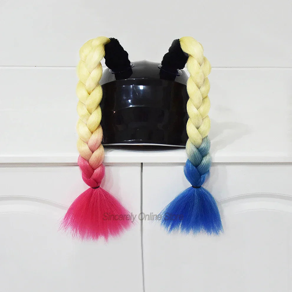 2Pcs Motorcycle Helmet Wig Braids Decoration