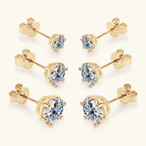 0.5-2ct Moissanite Diamond Stud Earrings 18K Yellow Gold