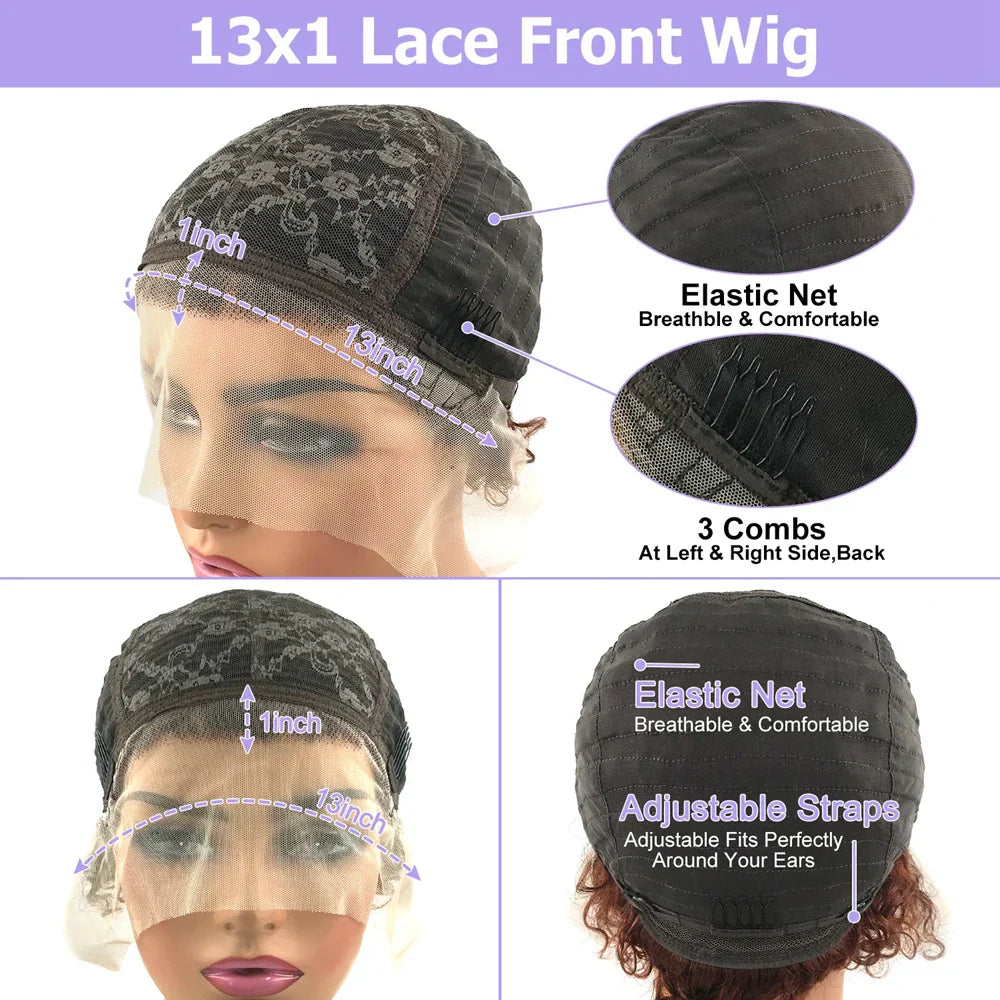 Deep Curly Pixie Cut Lace Front Brazilian Human