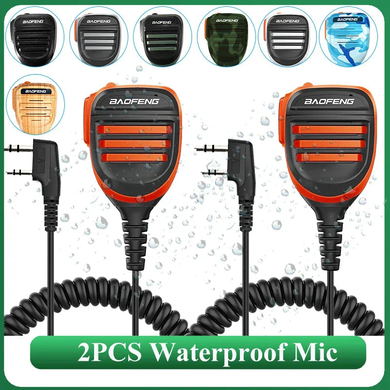 2PCS Baofeng Walkie Talkie Speaker Mic Waterproof PTT