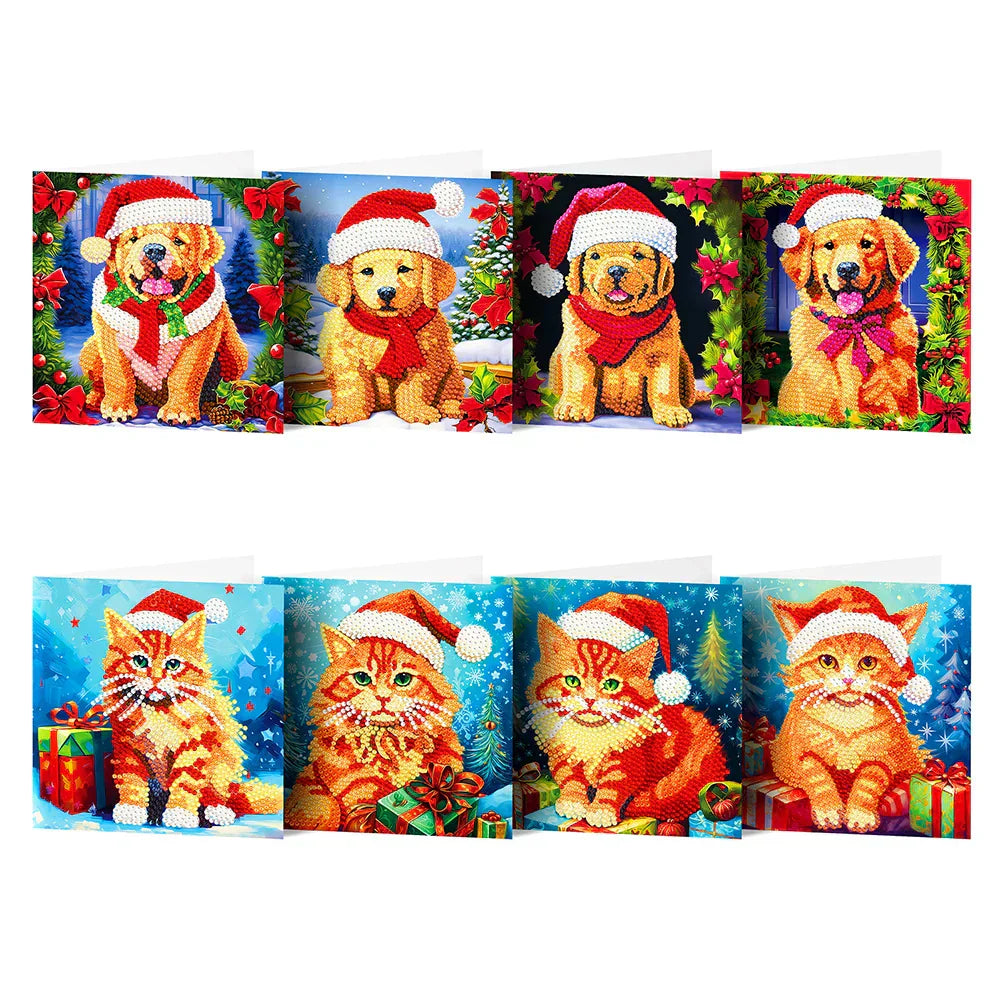 20/16/12/8pcs Christmas Cards Diamond Painting Greeting Cards 5D