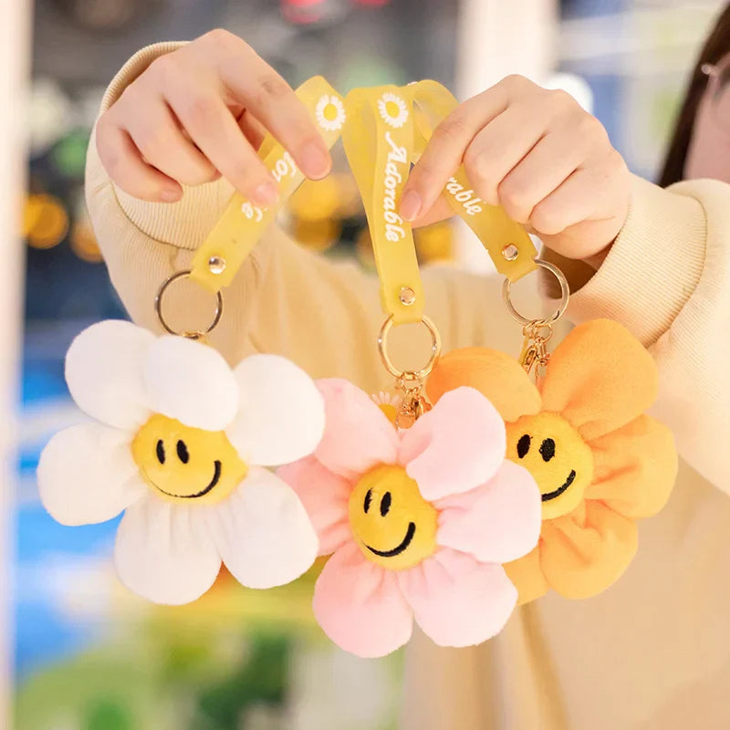 15cm Smiling Sunflower Plush Pendant Colorful Plant Flower