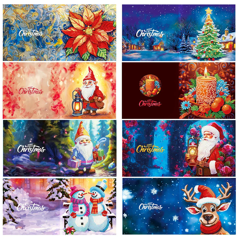 20/16/12/8pcs Christmas Cards Diamond Painting Greeting Cards 5D