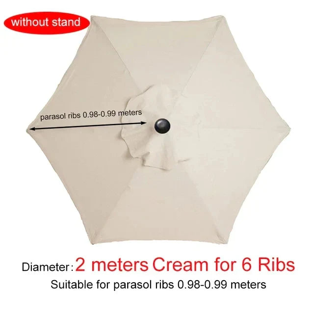 2m 6 Rib Patio Umbrella Canopy Replacement Parasol