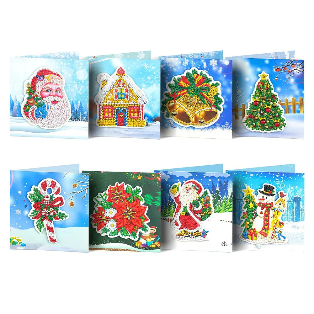 20/16/12/8pcs Christmas Cards Diamond Painting Greeting Cards 5D