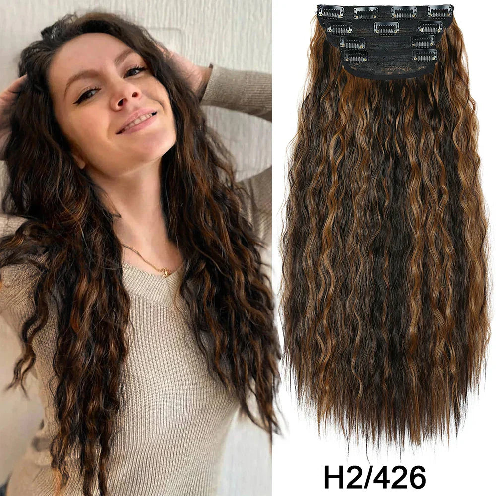 4Pcs/Set 20Inch Synthetic Hair Clip In Long Wavy